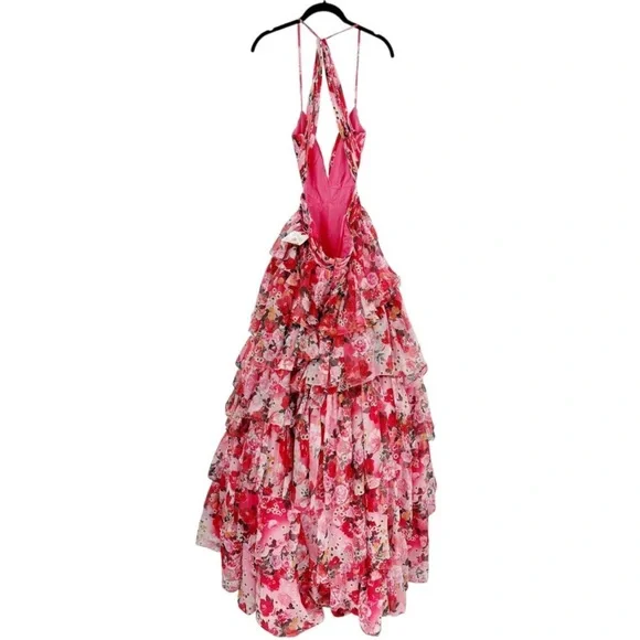 MAC DUGGAL Dress Size 8 Evening Gown Pink Floral Fit Flare Open Back NEW - Picture 5 of 9